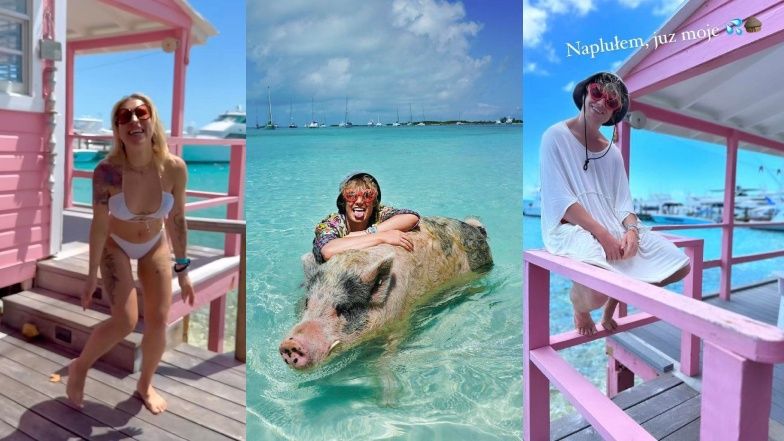 Andrzej Stoch Junior i Aga Grzelak lansują się wywczasem na Bahamach. W oceanie pływali nawet z łaciatą świnią (FOTO)