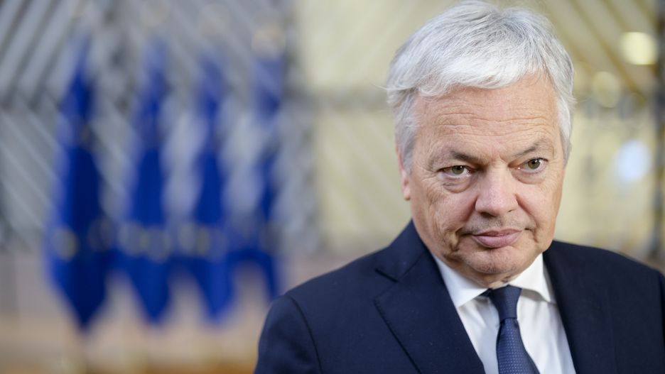 BRUSSELS, BELGIUM - NOVEMBER 18: European Commissioner for Justice Didier Reynders talks to media prior an EU General Affairs Ministers meeting in the Europa, the EU Council headquarter on November 18, 2022 in Brussels, Belgium. Today, Ministers will be briefed on the state of play of EU-UK relations after Brexit, and Ministers will have a hearing as part of the Article 7(1) TEU procedure regarding Hungary. (Photo by Thierry Monasse/Getty Images)