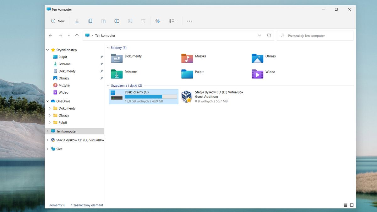 Windows 11 - zrzut ekranu z pierwszej testowej kompilacji