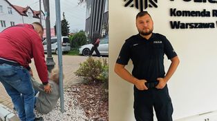 Kobieta leżała przy drodze. Policjant zatrzymał samochód i ruszył na pomoc
