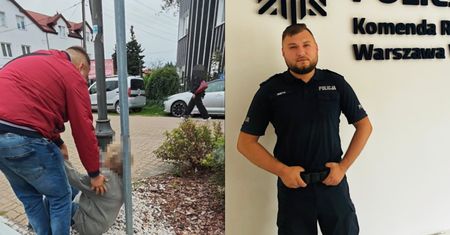 Kobieta leżała przy drodze. Policjant zatrzymał samochód i ruszył na pomoc