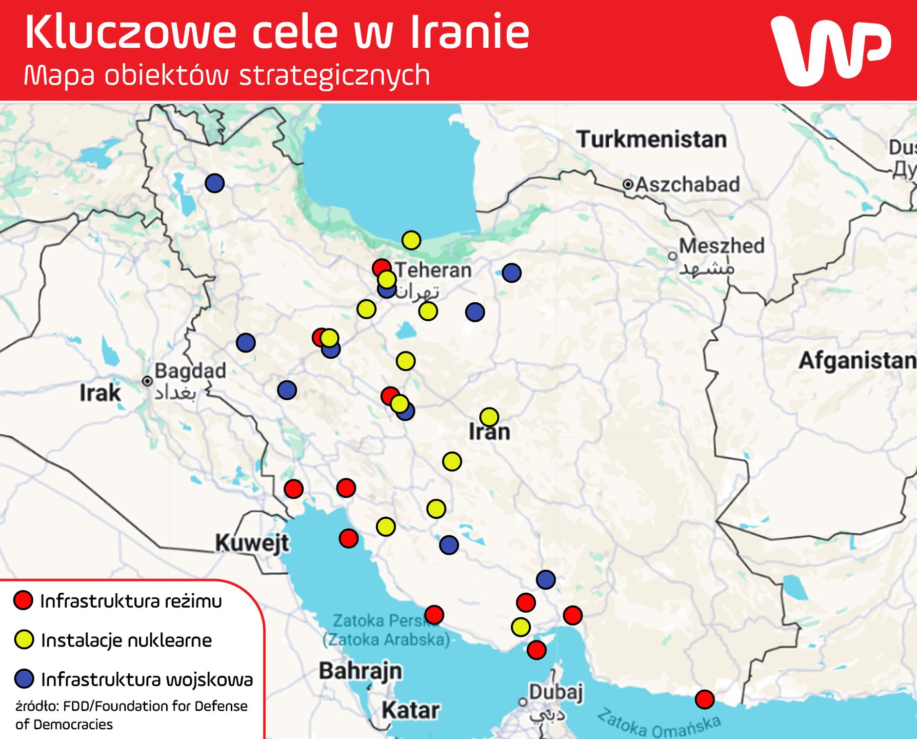 Potencjalnie kluczowe cele w Iranie
