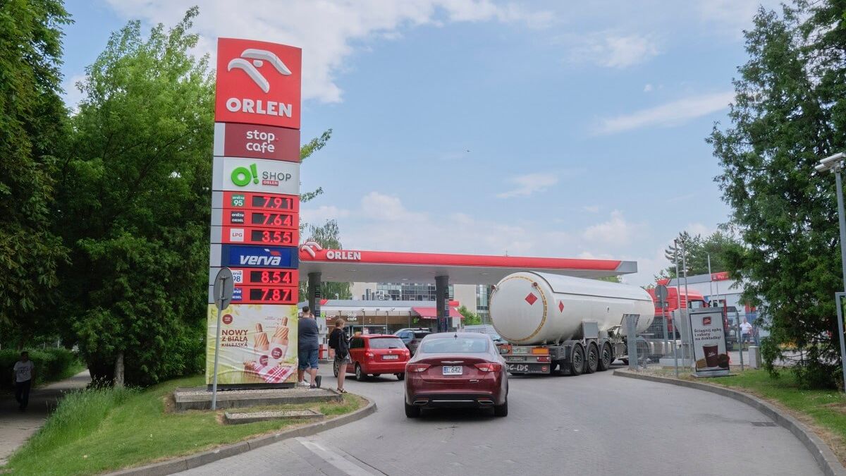 Protest kierowców na stacji paliw Orlen przy ul. Głębokiej w Lublinie