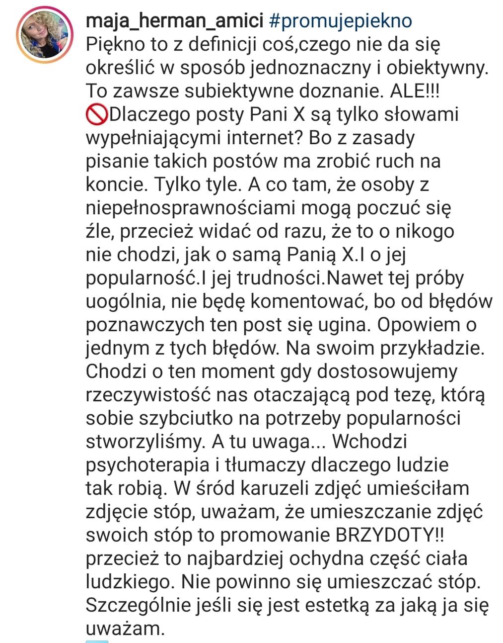 Maja Herman - komentarz do postu Agnieszki Kaczorowskiej