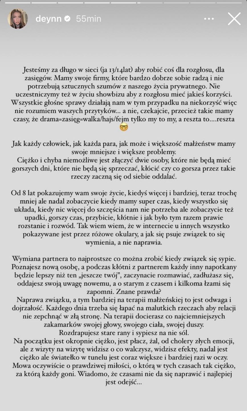 Deynn prawi o TERAPII MAŁŻEŃSKIEJ z Majewskim