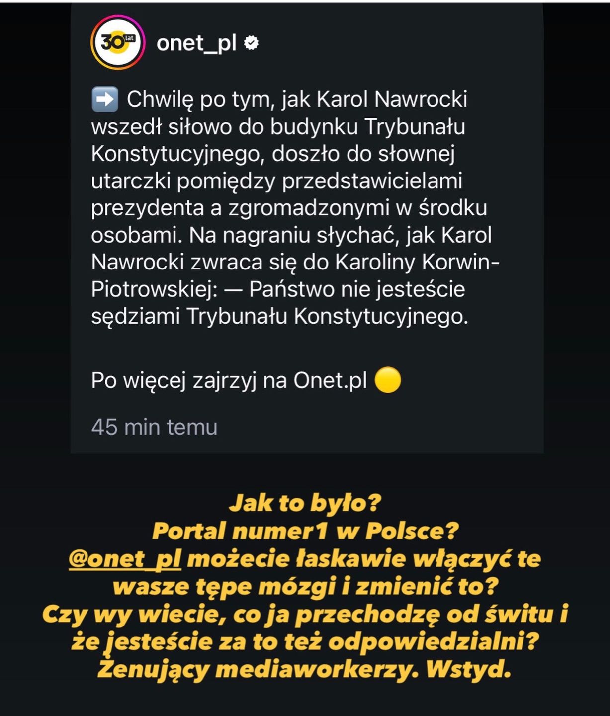 Onet pomylił Karolinę Korwin-Piotrowską z sędzią TK. 