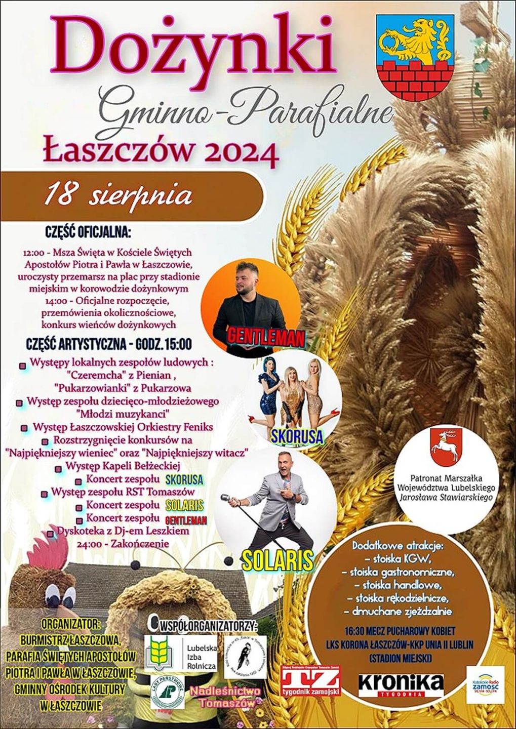 Dożynki w Łaszczowie 2024 - plakat, program wydarzenia