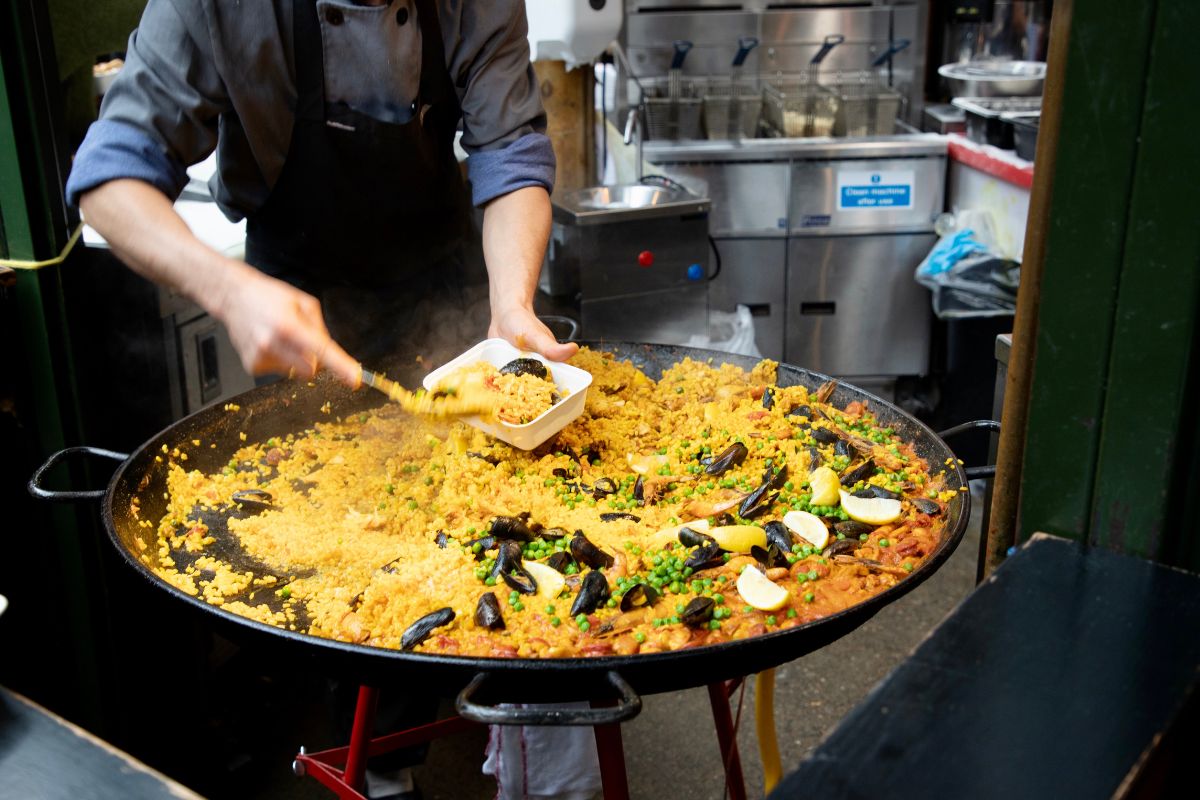 Jambalaya is a one-pot meal that - as you can see - is often prepared in large quantities.