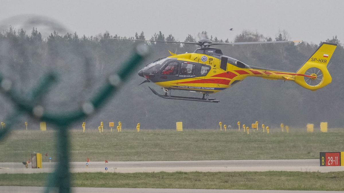 Daily Life In Poland
An air ambulance (LPR) Eurocopter helicopter is being seen at Lech Walesa Airport (EPGD) in Gdansk, Poland, on April 1, 2024. (Photo by Michal Fludra/NurPhoto via Getty Images)
NurPhoto
eurocopter, airborne medical services, emergency flight, emergency medical service, aiplane, nurphoto, aerial medical assistance, start, lpr, rescue helicopter, aeromedical, airport apron, michal fludra, urgent care, air rescue, life-saving missions, emergency services, medical helicopter., plane taking off, air medical services, rapid response, trauma care, air ambulance, aviation, patient transfer, medical transport, 1 april 2024, critical care transport, lech walesa airport, medical evacuation, rotorcraft, epgd, plane