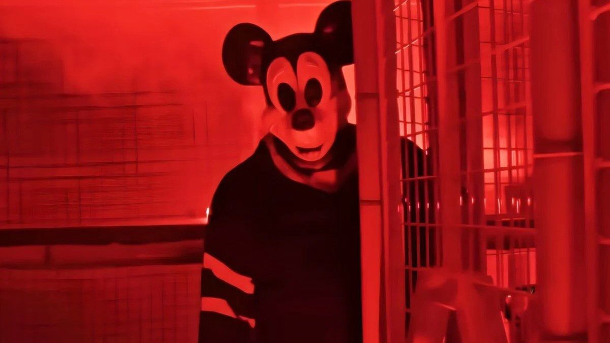 A scene from the horror movie "Mickey's Mouse Trap"