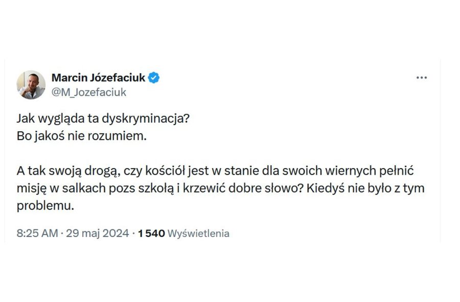 Marcin Józefaciuk odpowiedział Barbarze Nowak
