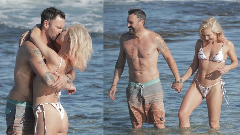 Brian Austin Green i Sharna Burgess całują się wśród fal oceanu 