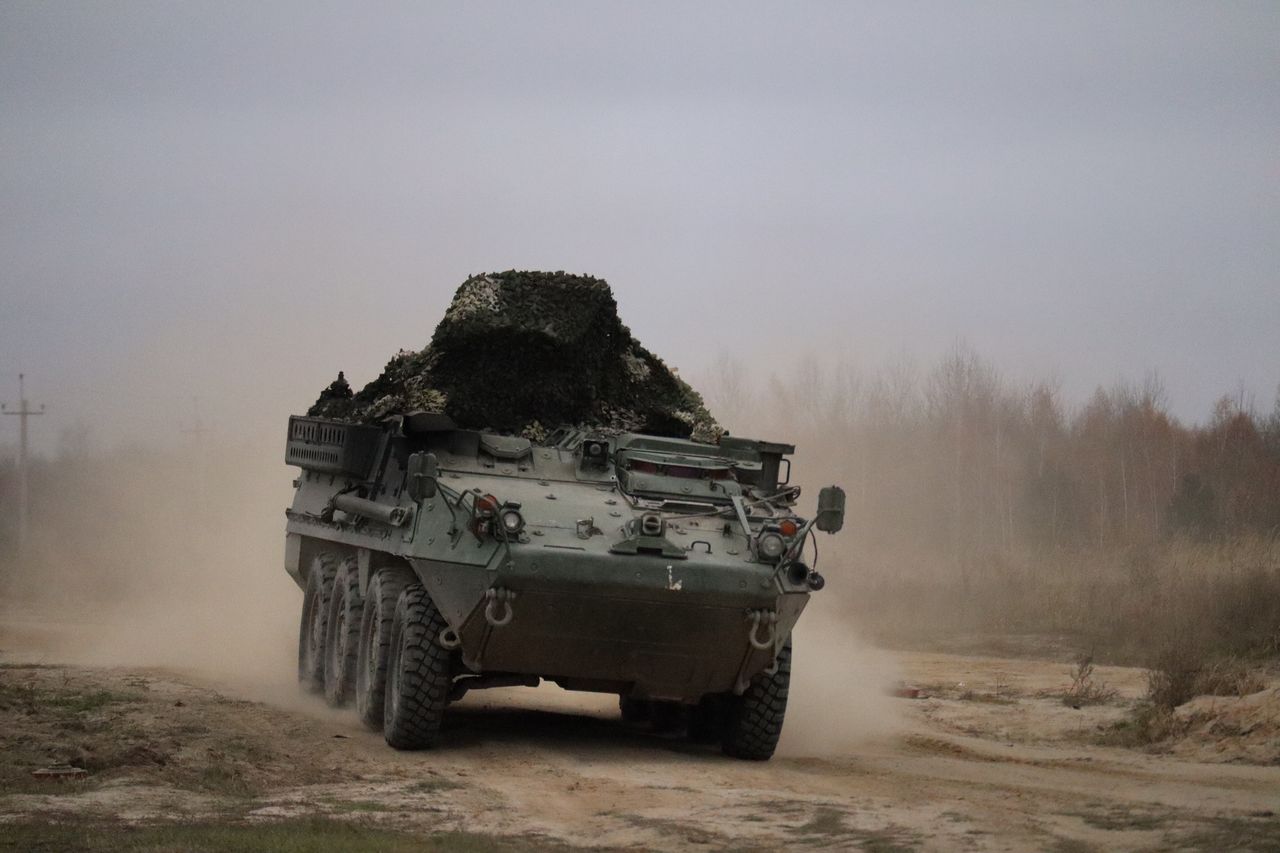 Stryker wheeled transporter serving in the Ukrainian army