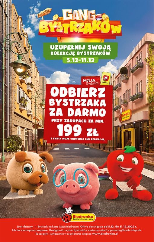 Oferta Biedronka od 5.12: odbierz bystrzaka za darmo przy zakupach za minimum 199 zł z kartą moja biedronka