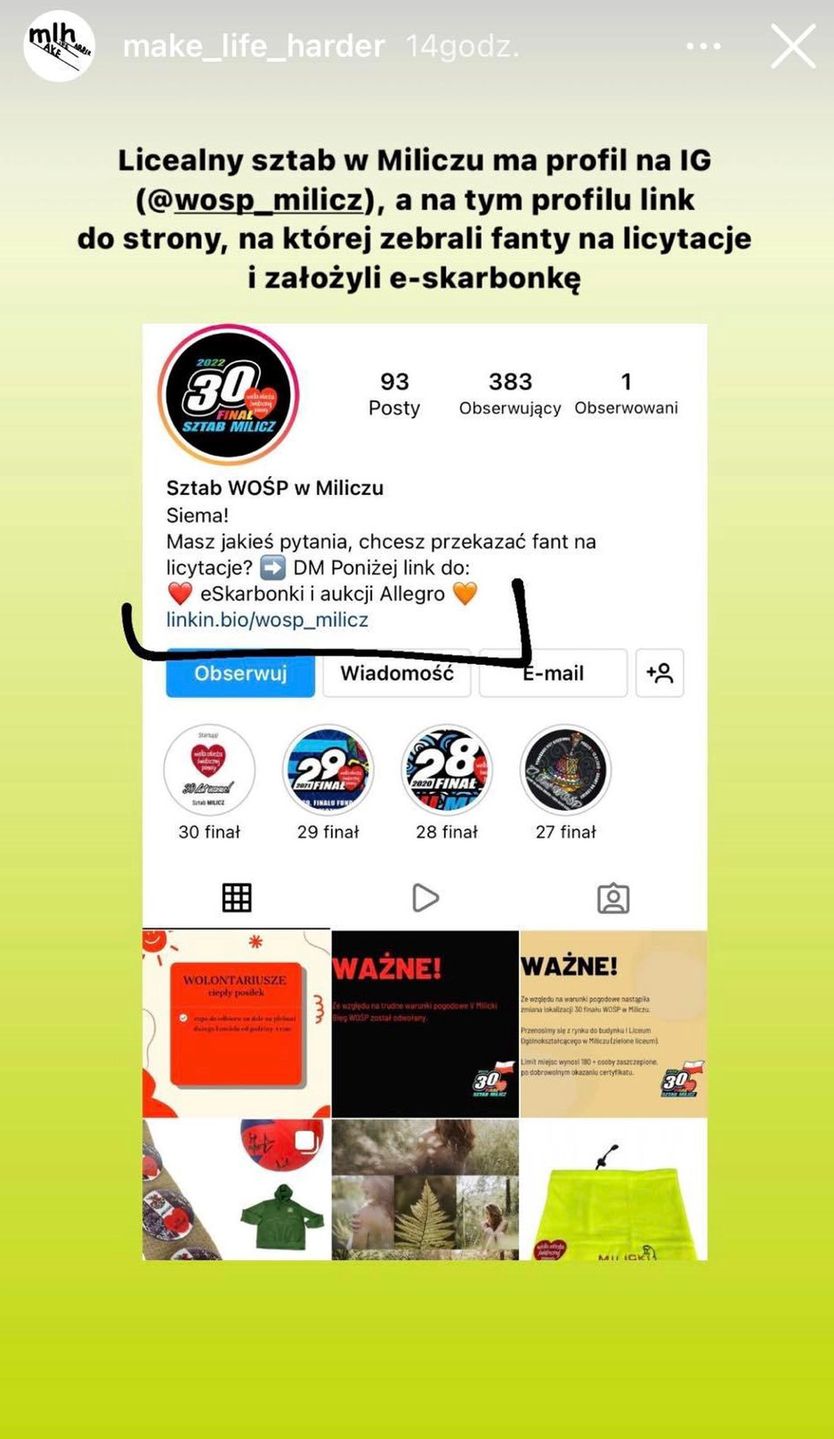 Internauci zostali zachęceni do wsparcia sztabowców z Milicza