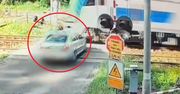 Skoda uderzyła w pociąg. Nagranie z Opolszczyzny