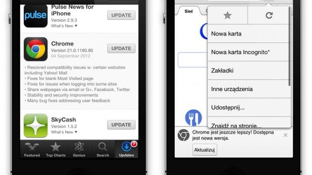 Chrome dla iOS-a zaktualizowany 1