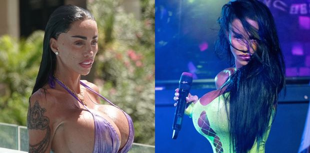 Katie Price i jej gigantyczny biust WALCZĄ Z GRAWITACJĄ nad basenem (ZDJĘCIA)