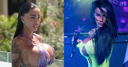 Katie Price i jej gigantyczny biust WALCZĄ Z GRAWITACJĄ nad basenem (ZDJĘCIA)
