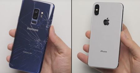 Galaxy S9+ vs iPhone X - jak topowe smartfony znoszą upadki?