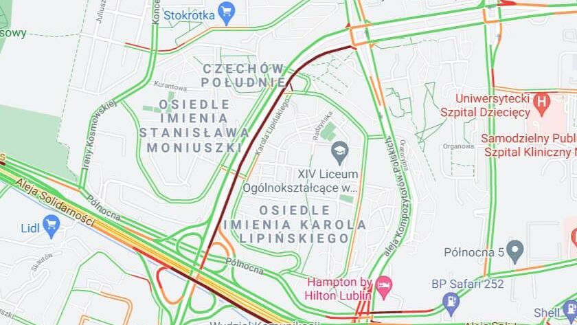 Korek na al. Smorawińskiego w Lublinie