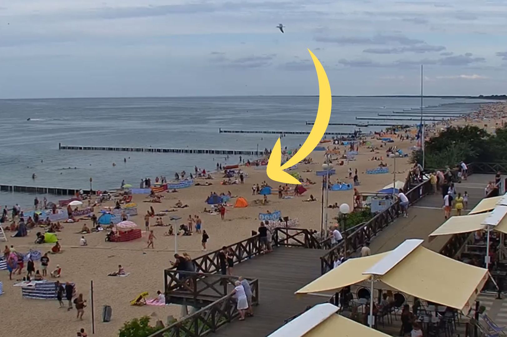 Plaża w Mielnie. Tłumy mimo kiepskiej aury