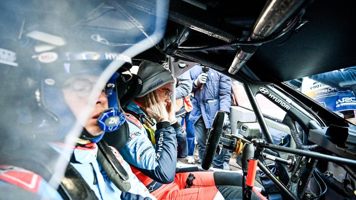 Driver Thierry Neuville and co-driver Martijn Wydaeghe of the Hyundai Shell Mobis World Rally Team, with their Hyundai I20 N, face the fourth day of the race at the ceremonial start in Monaco, during the FIA World Rally Championship WRC Rallye Automobile Monte-Carlo on January 26, 2025, in Monte Carlo, Monaco. (Photo by Luca Barsali/NurPhoto via Getty Images)