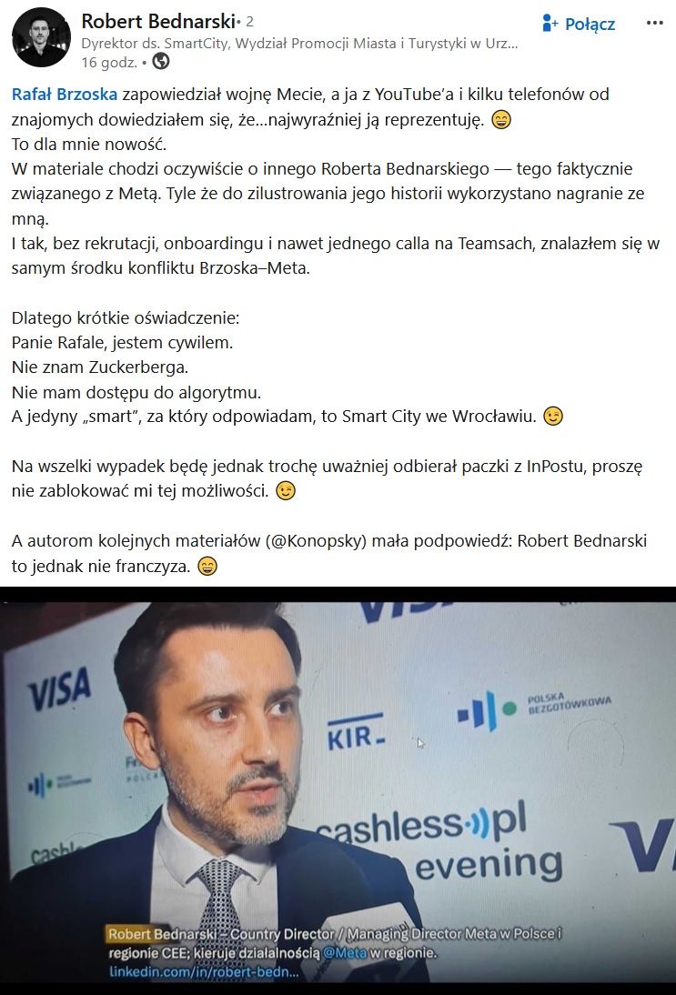 Wpis Roberta Bednarskiego z urzędu we Wrocławiu
