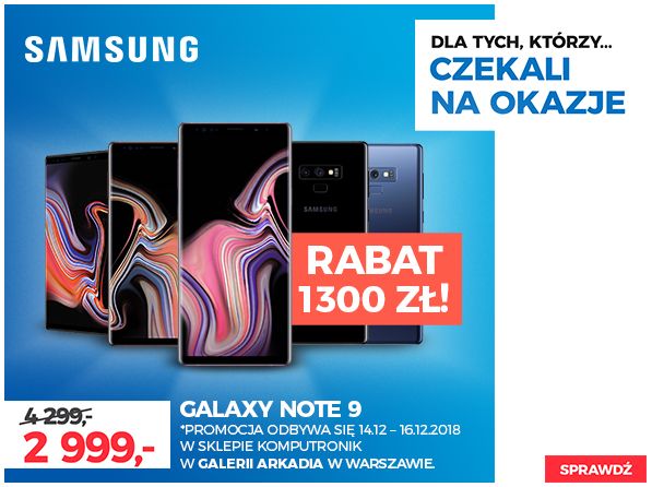 Promocja na Samsunga Galaxy Note 9 w warszawskim Centrum Handlowym Arkadia, źródło: mailing Komputronik.