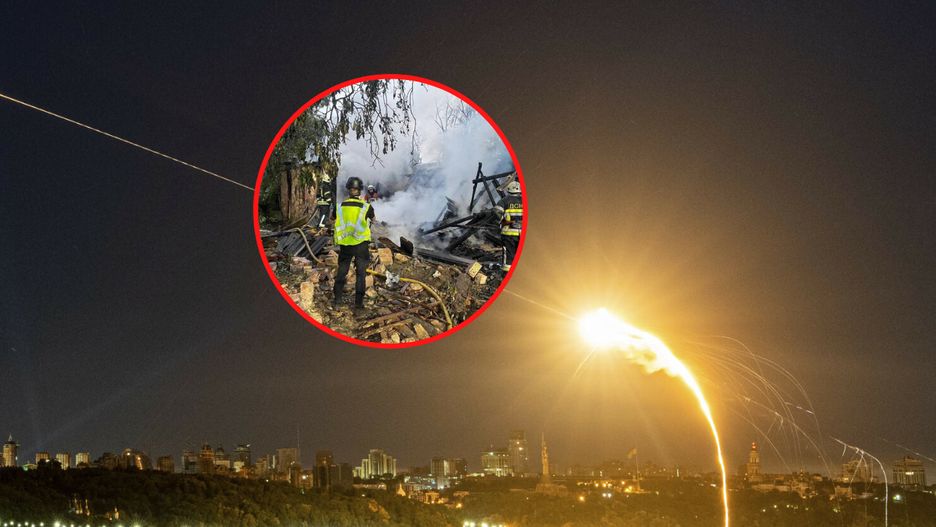 Praca obrony powietrznej w Kijowie i skutki nocnego ataku Rosjan