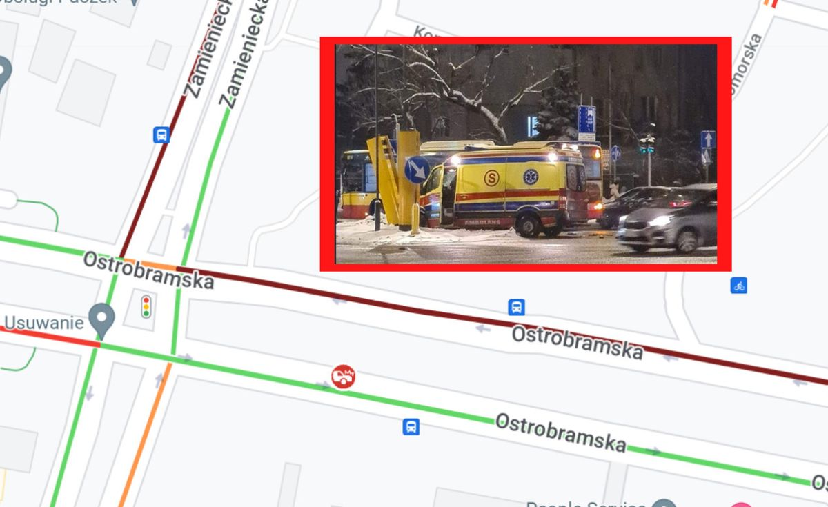 Wypadek w Warszawie. Karetka zderzyła się autobusem miejskim