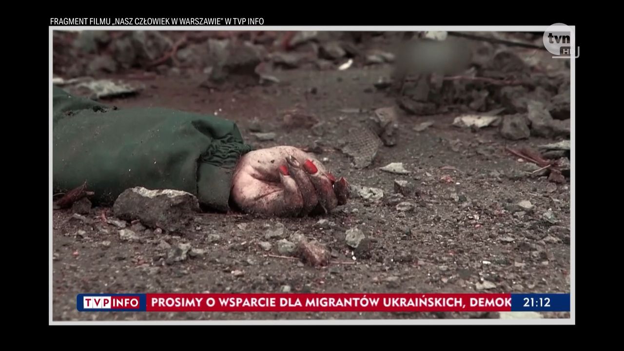 "Fakty" pokazały, że w TVP podłożyli głos Tuska pod obrazy wojny w Ukrainie