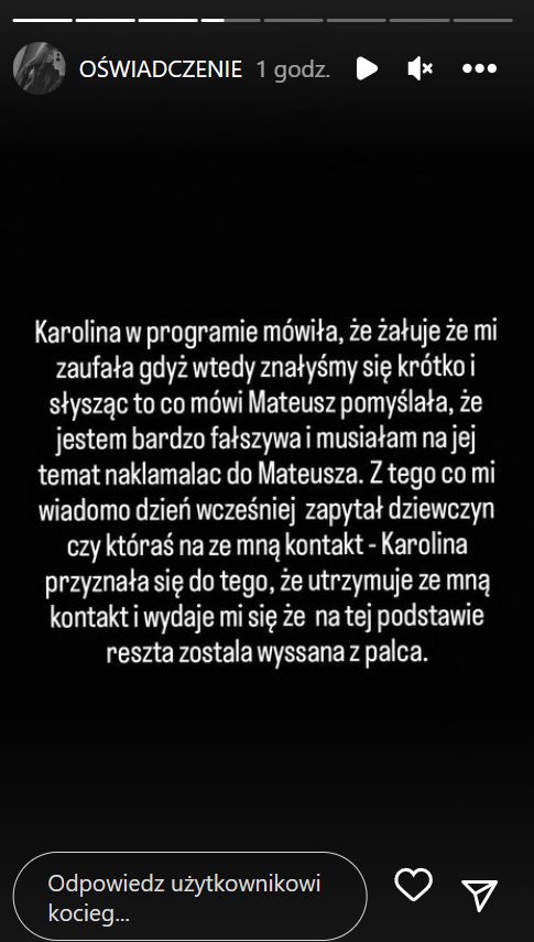 Zuza przedstawiła swoją wersję tego, co działo się na gospodarstwie Mateusza