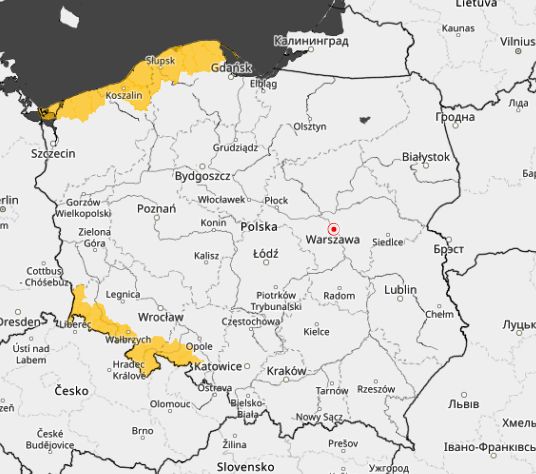 Ostrzeżenia przed silnym wiatrem i oblodzeniami