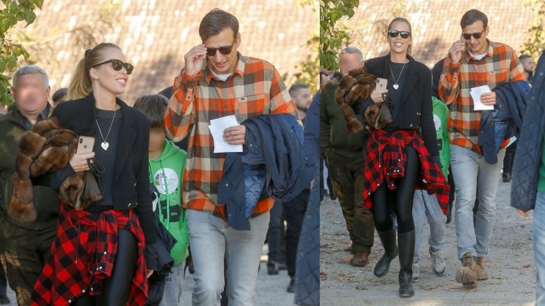 Jarosław Bieniuk z synem i Zuzanna Pactwa