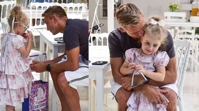 Zamyślony i osamotniony Jakub Rzeźniczak świętuje czwarte urodziny córki Inez 