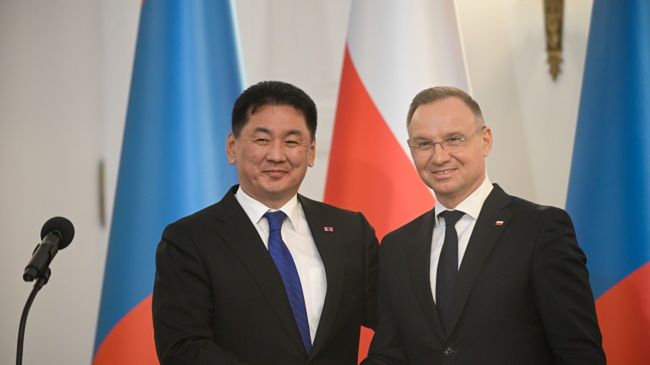 Andrzej Duda oraz prezydent Mongolii Ukhnaagiin Khurelsukh