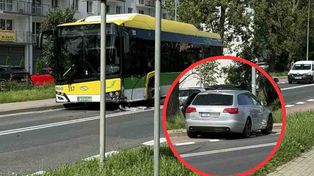 Zielona Góra: Audi uderzyło w autobus. Kierowca i pasażerowie uciekli