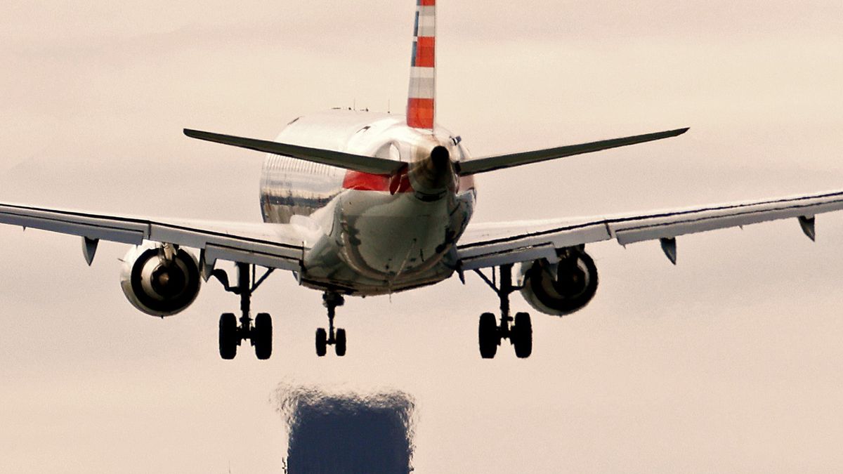 Winthrop, MA - March 8: An American Airlines plane heads in for a landing at Boston Logan International Airport. (Photo by Pat Greenhouse/The Boston Globe via Getty Images)