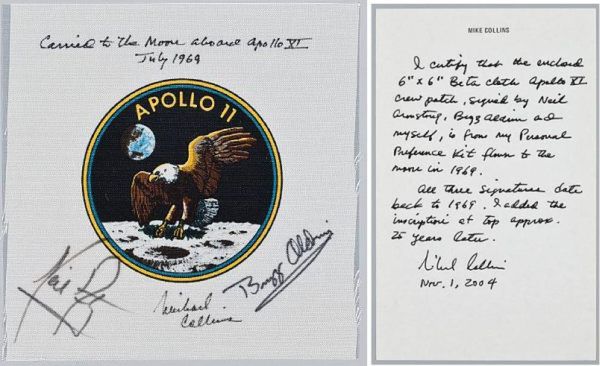 Emblemat misji Apollo 11 z autografami załogi