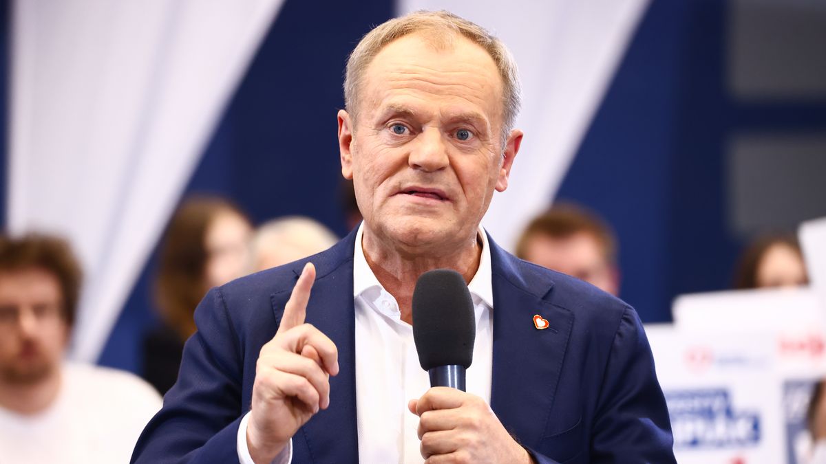 Donald Tusk, Prime Minister of Poland, speaks during local election campaign in Krakow, Poland, on April 3rd, 2024. (Photo by Beata Zawrzel/NurPhoto via Getty Images)