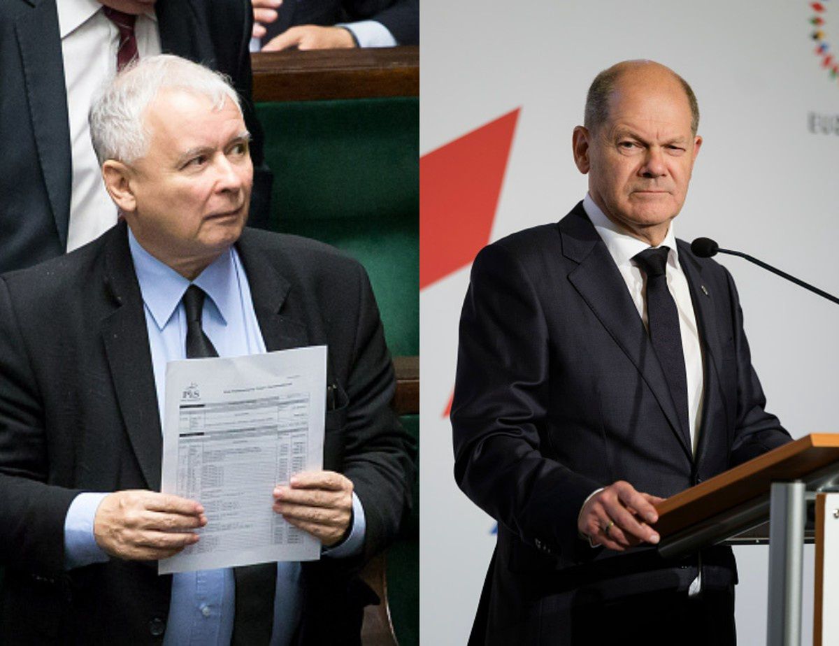 Na zdjęciu po lewej prezes PiS, po prawej kanclerz Niemiec 