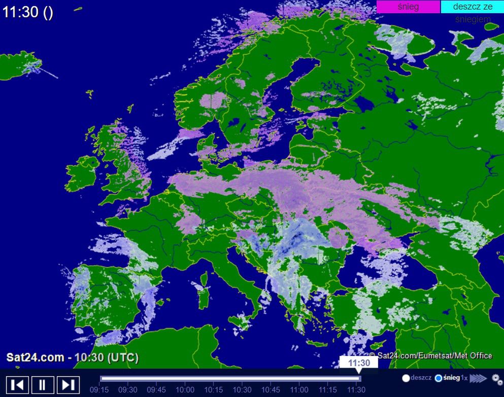 Opady śniegu w Europie 8 lutego 2021 r.