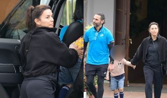 Eva Longoria bez GRAMA MAKIJAŻU odwiedza andaluzyjską restaurację w Marbelli w towarzystwie męża i syna (ZDJĘCIA)