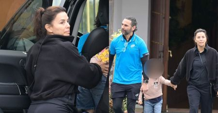 Eva Longoria bez GRAMA MAKIJAŻU odwiedza andaluzyjską restaurację w Marbelli w towarzystwie męża i syna (ZDJĘCIA)