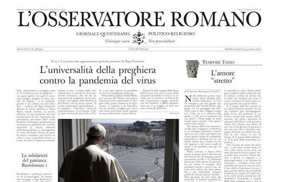 Dziennik "L'Osservatore Romano" znów w wersji papierowej
