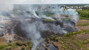 Płonie Obszar Natura 2000 "Białe Błota”. Sytuacja jest trudna i nieopanowana. Zadymienie widać z Warszawy