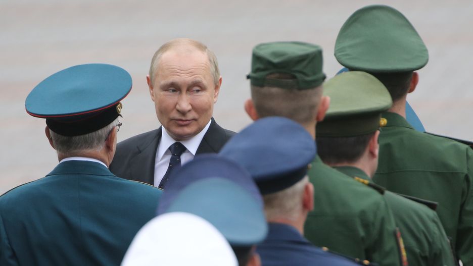 President Putin Lays Flowers At The Tomb Of The Unknown Soldier
MOSCOW, RUSSIA - JUNE 22: (RUSSIA OUT) Russian President Vladimir Putin greets officers during the wreath laying ceremony at the Tomb of the Unknown Soldier near the Kremlin, on June 22, 2022 in Moscow, Russia. Russians mark the Day of Sorrow and the Remembrance of Victims of World War II at the 81th anniversary of the beginning of German Nazi's invasion into Soviet Union. (Photo by Contributor/Getty Images)
Contributor