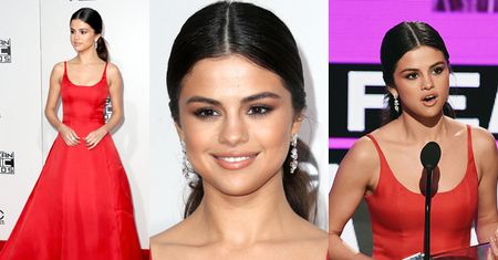 Selena Gomez w czerwonej sukni na American Music Awards (ZDJĘCIA)