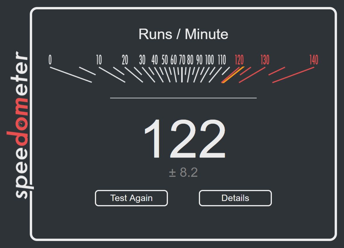 Wynik nowego, testowego Edge'a w teście Speedometer 2.0.